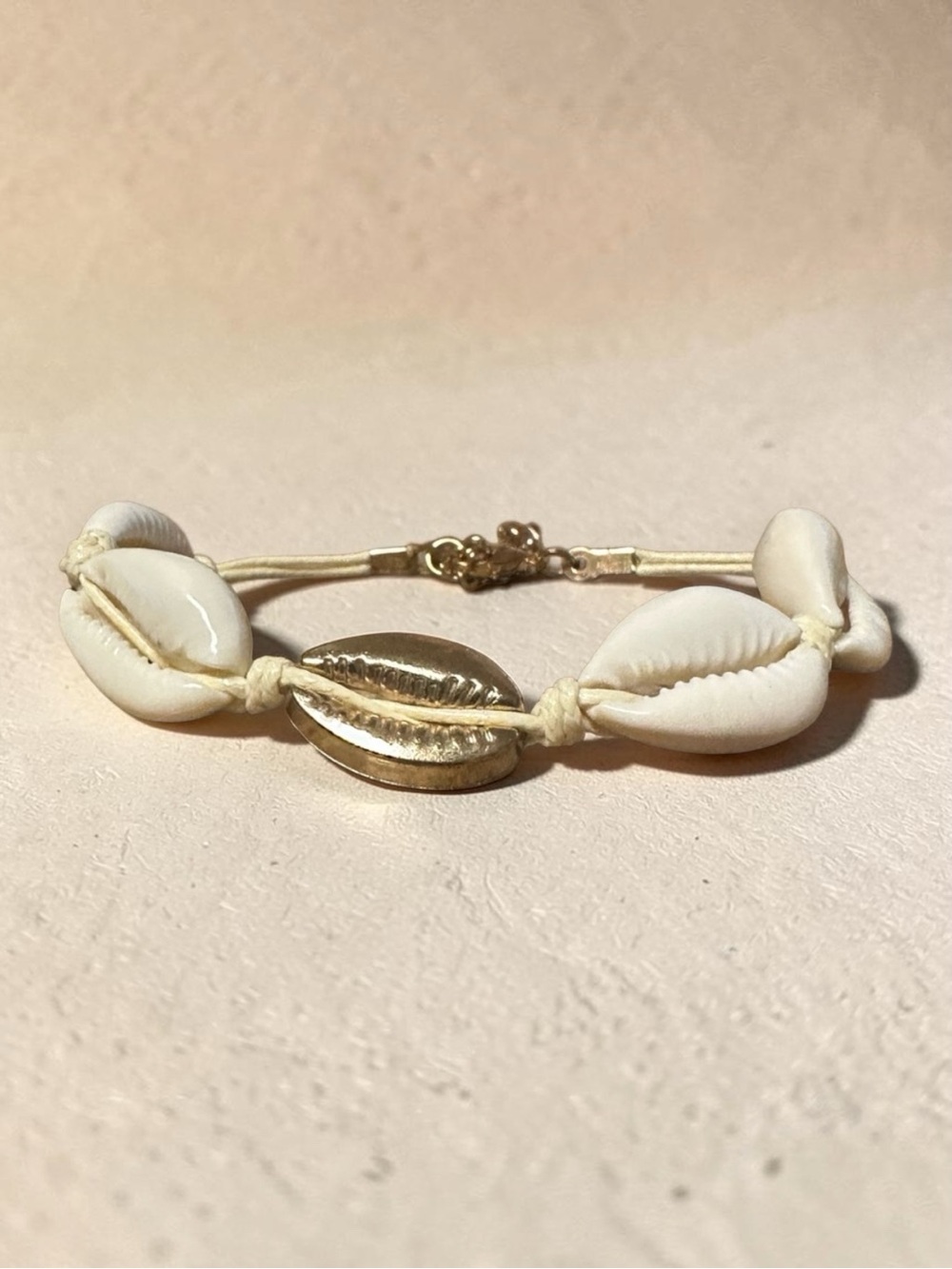 Gold and Cream Cowrie Shell Bracelet